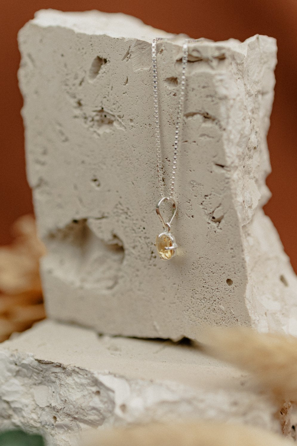 Raw Citrine Crystal Pendant Necklace