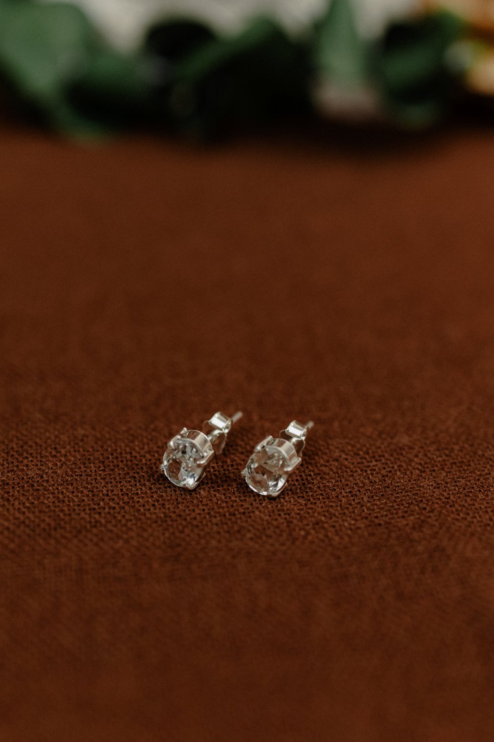 Clear Crystal Oval Stud Earrings