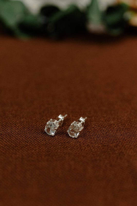 Clear Crystal Oval Stud Earrings