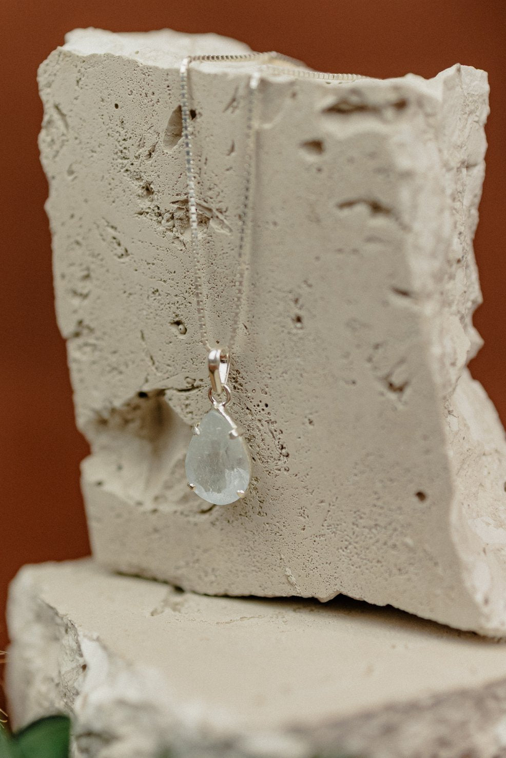 Aquamarine Teardrop Pendant Necklace