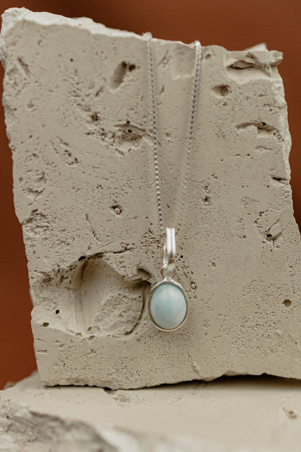 Larimar Oval Pendant Necklace