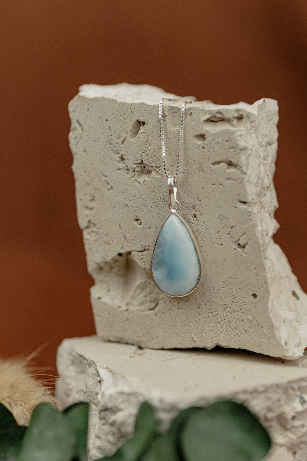 Larimar Oval Pendant Necklace