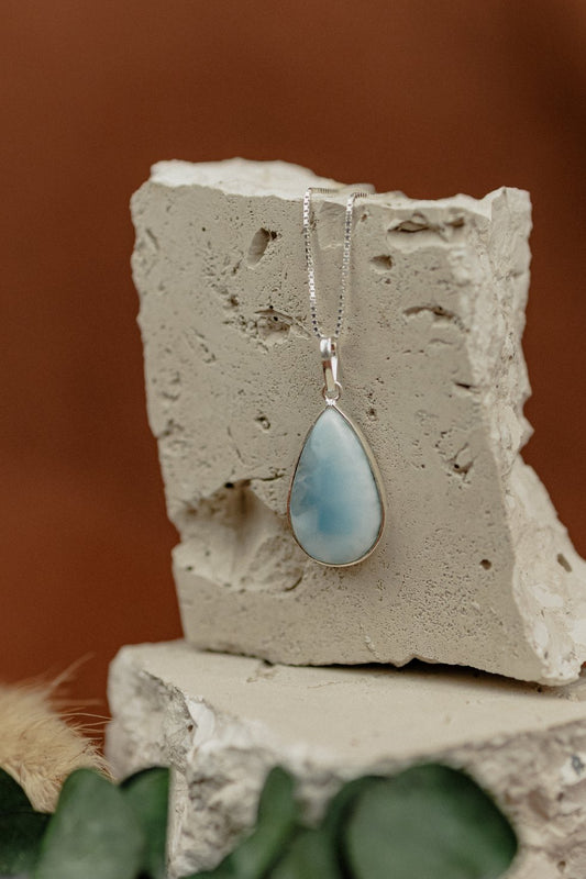 Larimar Oval Pendant Necklace