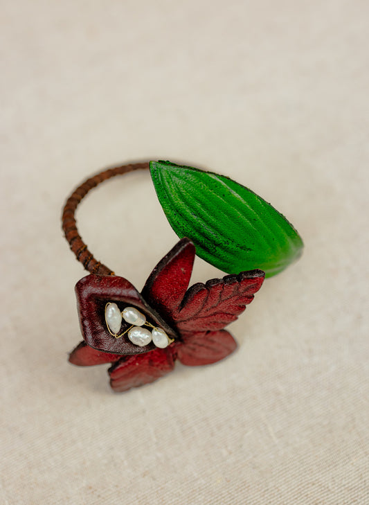 Orchard Blossom Bangle, Burgundy Flower