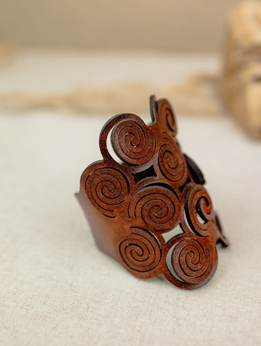 Celtic Spiral Studded Leather Cuff Bracelet