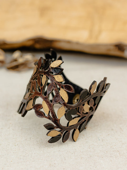 Olive Branch Cuff, Gilded Black