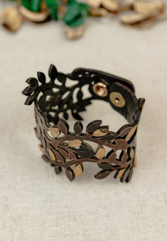 Olive Branch Cuff, Gilded Black