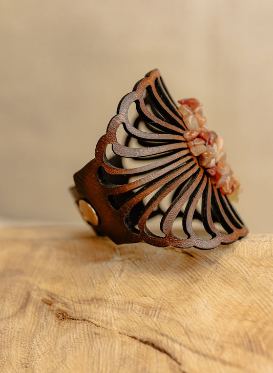 Blossom Fan Cuff, Fire Agate