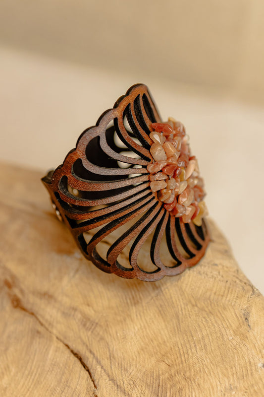 Blossom Fan Cuff, Fire Agate