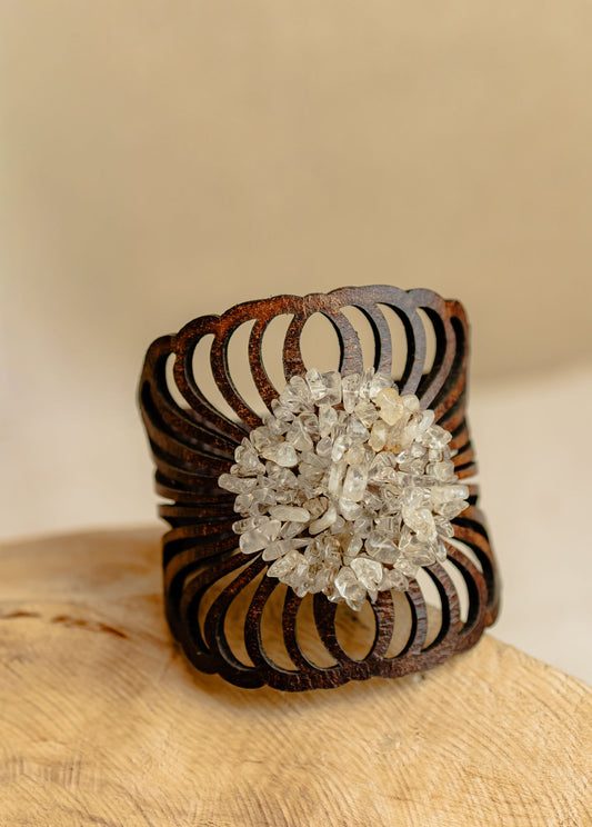 Blossom Fan Cuff, Clear Quartz
