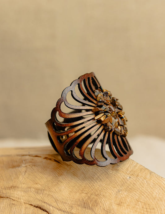 Blossom Fan Cuff, Tiger's Eye