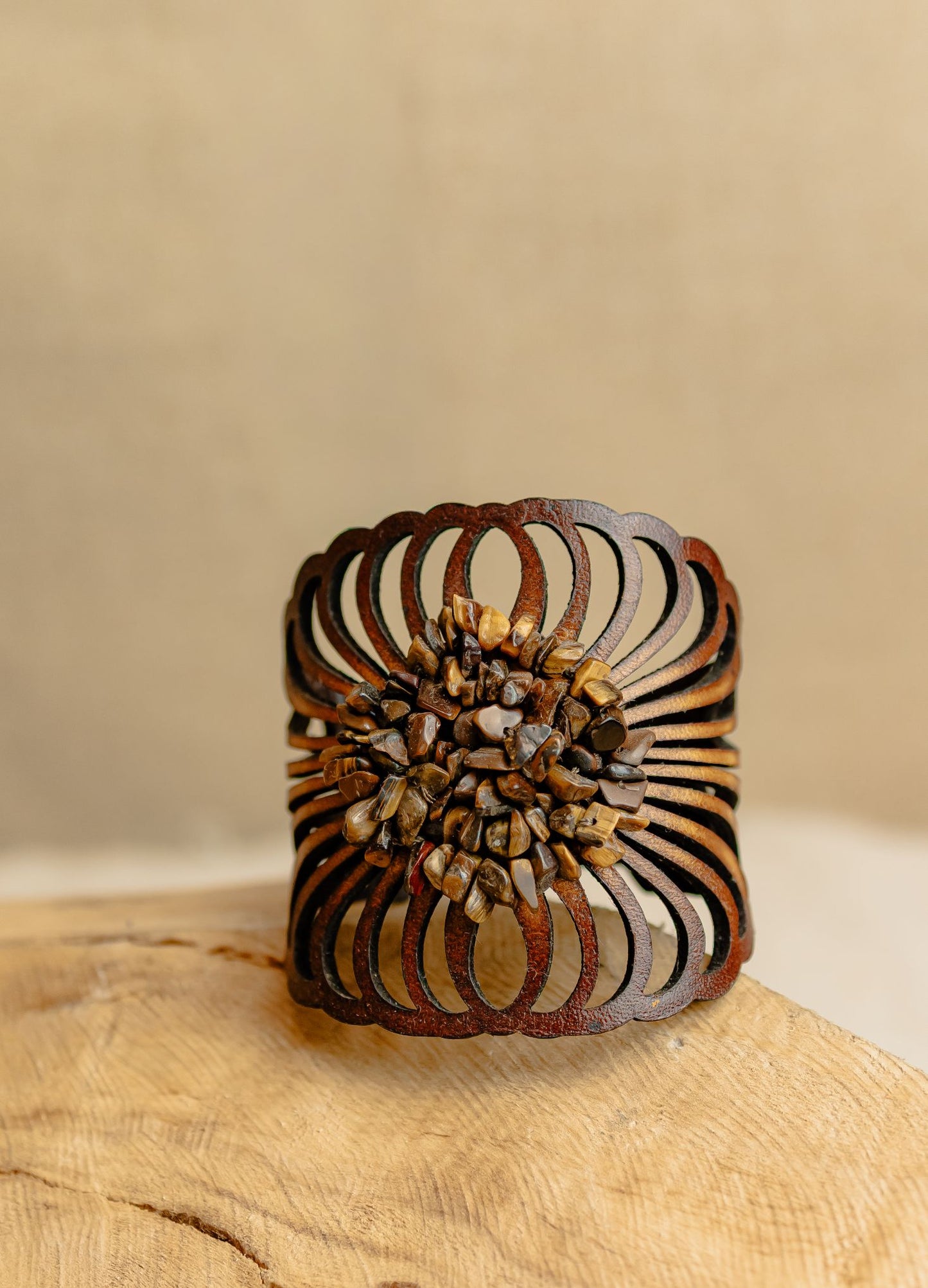 Blossom Fan Cuff, Tiger's Eye