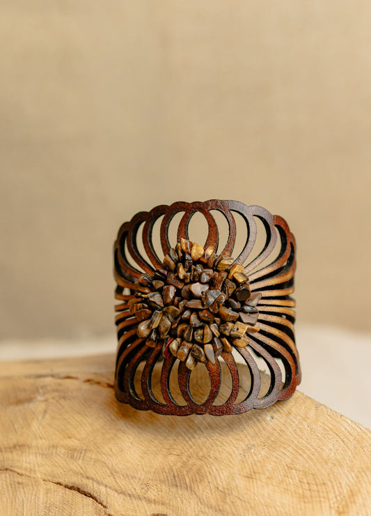 Blossom Fan Cuff, Tiger's Eye