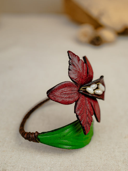Orchard Blossom Bangle, Burgundy Flower