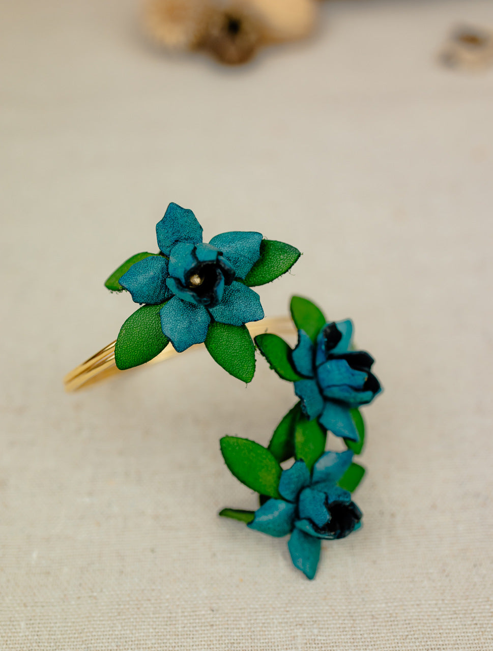 Orchard Blossom Bangle, Teal Flower
