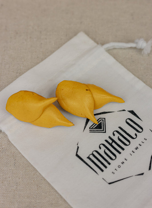 Tulip Leather Stud Earrings, Yellow