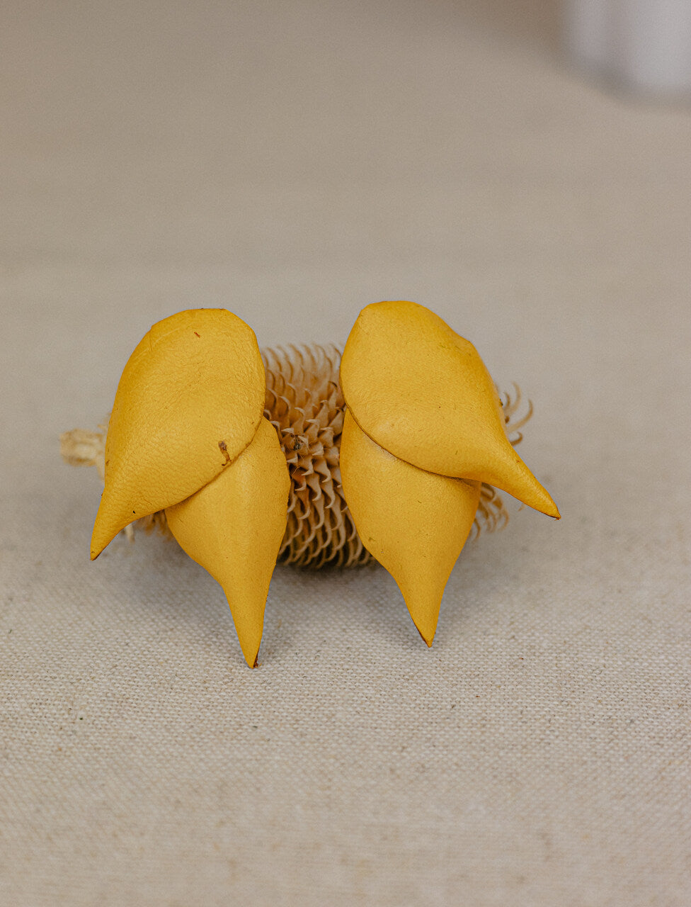 Tulip Leather Stud Earrings, Yellow