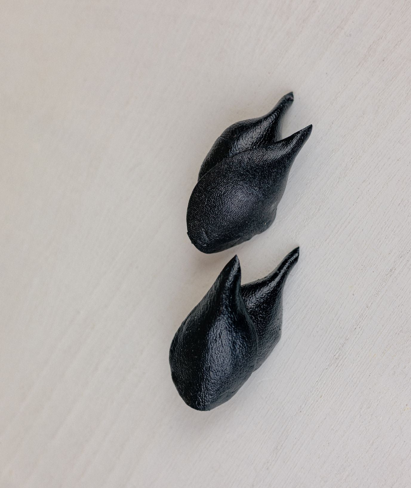 Tulip Leather Stud Earrings — Black
