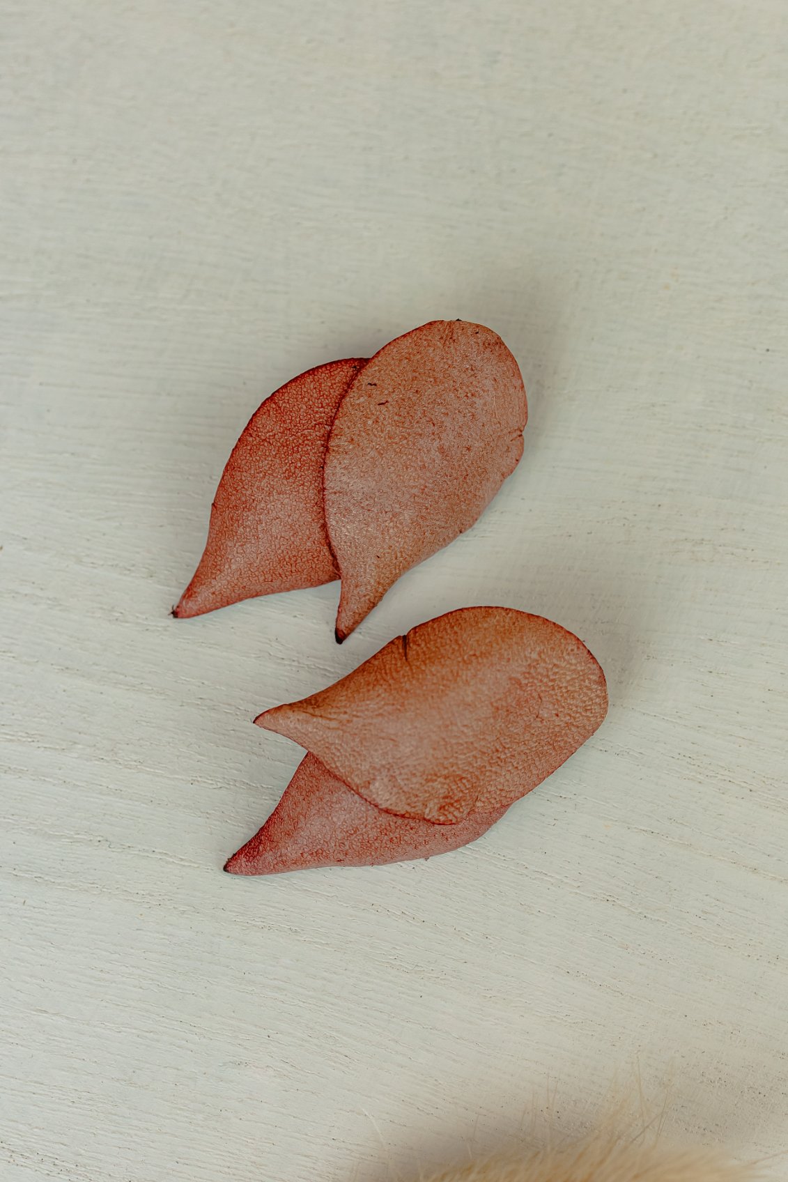 Overlapping Petal Leather Stud Earrings, Rust