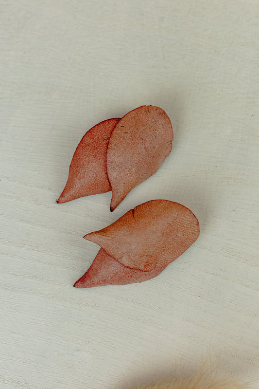 Overlapping Petal Leather Stud Earrings, Rust